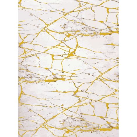 MANI TEXTILE TPSMARBJAU80 Tappeto, Poliestere, Bianco Giallo Camel, x150cm (1/4)