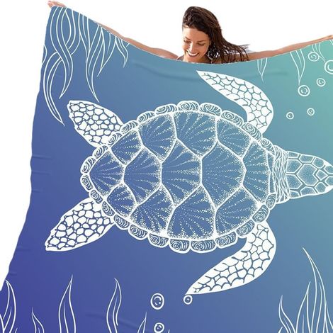Filiyano-Couverture de plage imperméable et anti-sable, motif tortue marine. Grande couverture de plage idéale pour les pique-niques, les voyages, le (1/5)