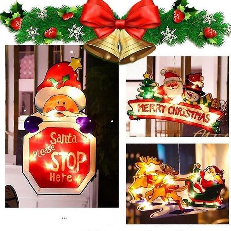 Décoration lumineuse féérique à ventouse pour fenêtre, Père Noël LED de Noël (1/4)