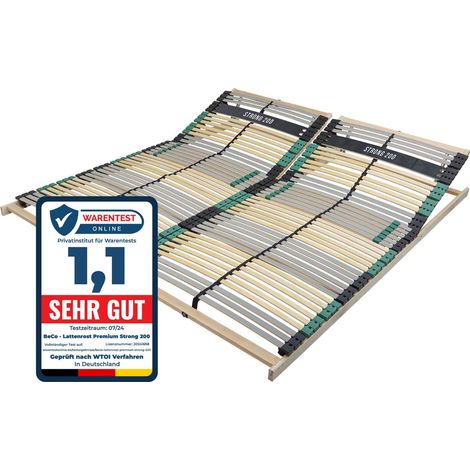 Lattenrost PREMIUM STRONG 180x200, ergonomische 7 Zonen Lattenrost mit 42 verstärkten Leisten, Kopfteil verstellbar, bis 200Kg belastbar, Germany