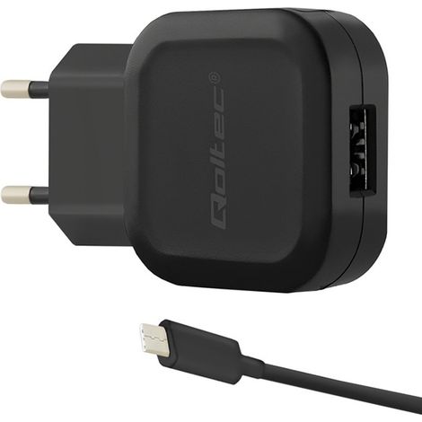 Qoltec Wandladegerät 12W 5V 2,4A USB + USB Typ-C Kabel (1/4)