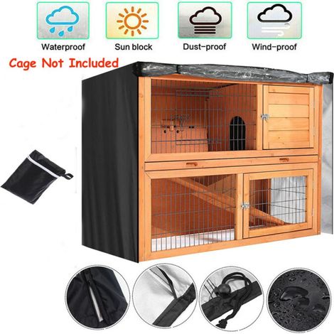 Housse de protection pour clapier à lapin (122 x 50 x 105 cm), noire, idéale pour les cages à lapins. (1/5)