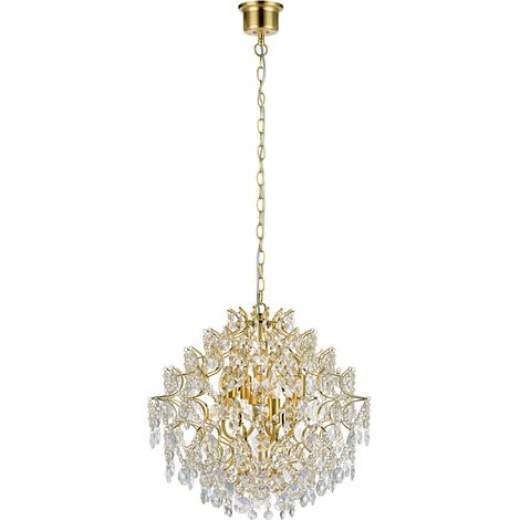 Markslojd SOFIERO Suspension de plafond en cristal à 6 lumières en laiton brossé