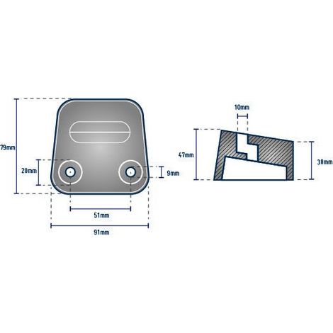 Anode bloc SX Drive VOLVO - ORANGEMARINE - entraxe 50 mm