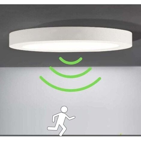 Plafonnier Plafonnier LED avec Détecteur de Mouvement Lampe de Lumière Automatique pour Extérieur Balcon Garage Entrée Couloir Luminaire rond Facile à Installer Lampe de Plafond 6000K Blanc Froid, 12 (1/3)
