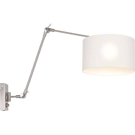Applique chambre lumineuse lampe articulée orientable acier textile câble blanc (1/5)