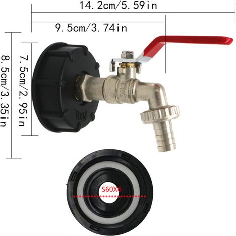 serbatoio Connettore per serbatoio in ottone Adattatore per serbatoio IBC Adattatore per serbatoio S60x6 Connettore per serbatoio IBC con filettatura grossa da 1/2" e collettore di acqua piovana (1/3)
