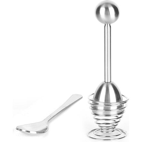 Ensemble coupe-œufs et couvercle en acier inoxydable, ustensiles de cuisine avec ouvre-coquille, support à œuf et cuillère. (1/5)