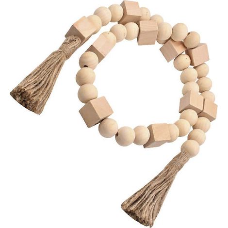 Ornement bohème en bois et perles pour décoration de table basse, 120 x 2,5 x 2,5 cm, 1 lot (1/5)