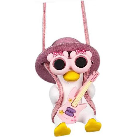 Colgante para espejo retrovisor de coche con forma de pato, decoración divertida (rosa, 1 unidad) (1/5)