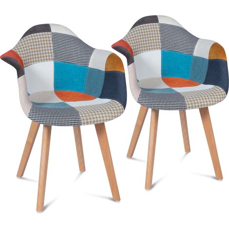 Set di 2 poltrone scandinavo con motivo patchwork multicolore SARA