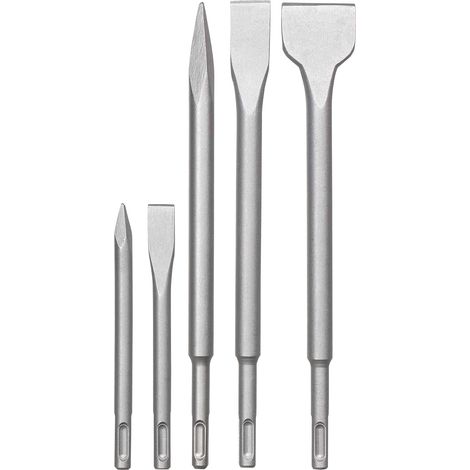 Jeu de 5 ciseaux à pierre et béton, en coffret, pour travaux au marteau. (1/5)