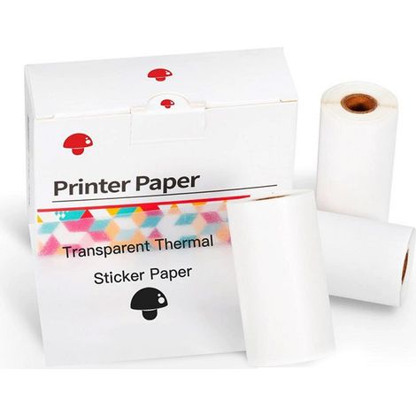 3 rouleaux de papier thermique auto-adhésif, 53 mm, motifs imprimés, pour imprimantes étiquettes compatibles M02 (1/5)