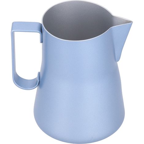 Pichet à lait en acier inoxydable, pour mousser le lait, café ou latte art, bleu, 550 ml. (1/4)