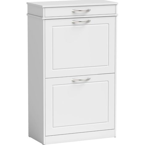 CHICFURN Zapatero de 2 abatibles 53 x 26,5 x 89 cm blanco con cajón para entrada (1/5)