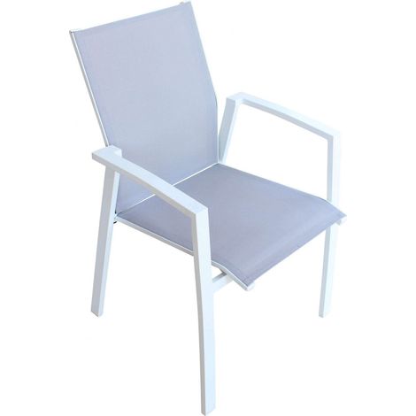 Poltrona sedia impilabile da esterno con struttura in alluminio e textilene Nilo -  White