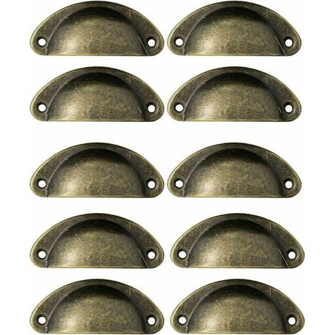 Lot de 10 Poignées de Tiroir Rétro en Métal Pour Meubles de Cuisine Porte d'armoire Placards avec Boutons Meubles en Laiton Antique (1/5)
