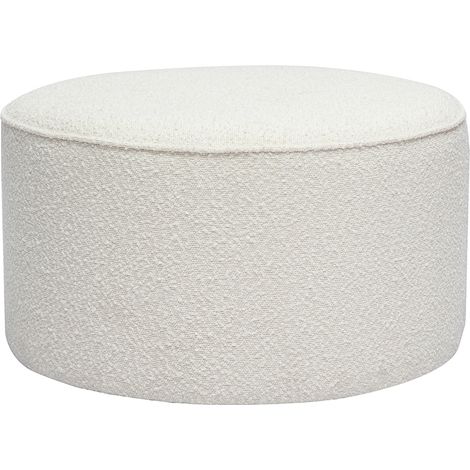 Puf redondo de tela de lana blanca D70 cm PAUL (1/3)