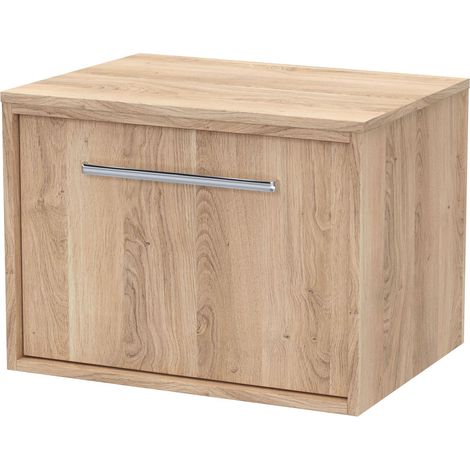 Sturbridge Contemporary 1 Drawer Wall Hung Vanity Unit with Laminate Worktop , 600mm, Bleached Oak