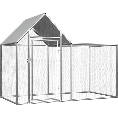 Poulailler Enclos Cage à poules 2 x 1 x 1,5 m Acier galvanisé 99510 (1/5)