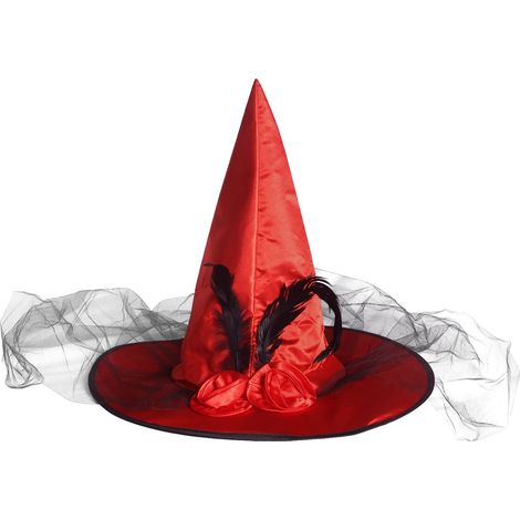 Chapeau de sorcière pour Halloween - Accessoire élégant de costume de sorcière orné de roses artificielles et de plumes, coiffe gothique pour cosplay, idéale pour les fêtes d'Halloween, les bals costu