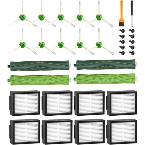 FENOPLASTICAPices de Rechange pour iRobot Roomba E5 E6 i7 i7+ i3 i3+ i4 i4+ i6 i6+ j7 j7+, Kits Accessoires Remplacement pour Roomba i/e/j Sries, 4 Brosses en Caoutchouc, 8 Filtre HEPA, 10 Brosses Lat (1/5)