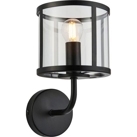 Endon Hopton Lampada da parete con paralume in vetro Nero opaco (1/5)