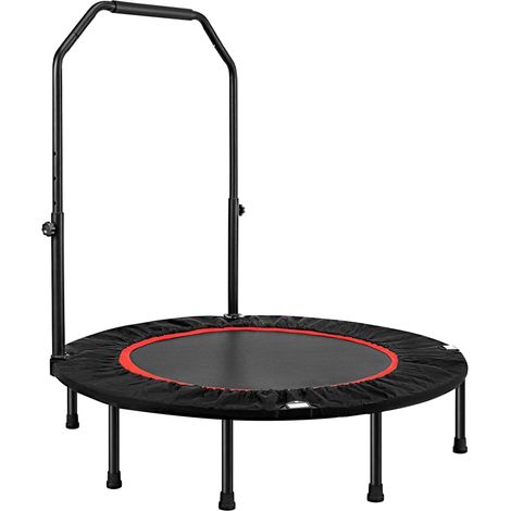 LN COZY CORNER Foldable Fitness Trampoline, Max 550lbs(250kg), Rebounder Exercise Trampolines with Adjustable Handrail, Indoor/Outdoor Mini Trampoline for Home Workout (Black, 48 inch) (1/5)