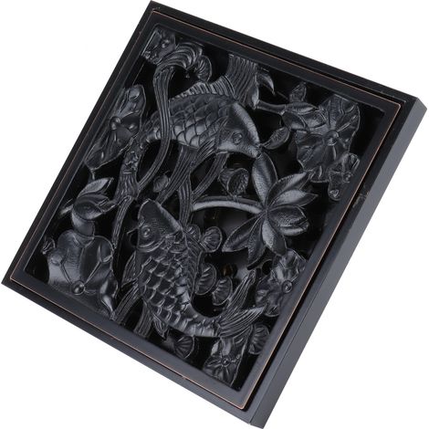 Bonde de douche noire 10x10cm en cuivre, crépine pour salle de bain d'hôtel ou balcon