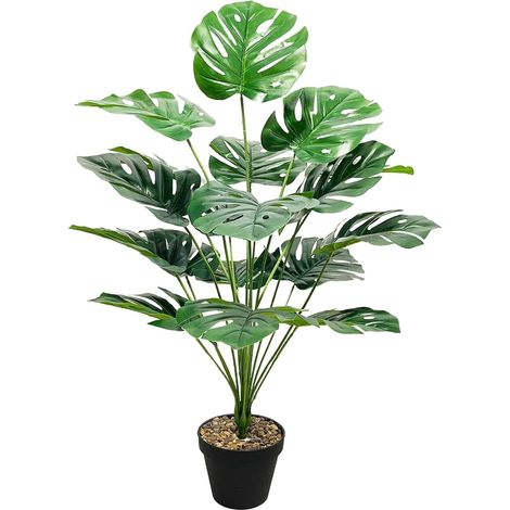 Plantes Artificielles Intérieure Extérieure, Grande Tropicales Faux Arbre avec Pot Fausse Plante pour Maison Jardin Salon Chambre Bureau Balcon Cour Décoration (75cm Vert Monstera) (1/5)