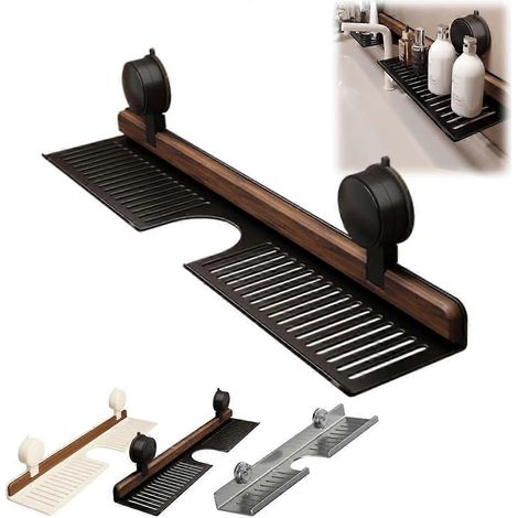Étagère de rangement pour lavabo sans perçage étagère en U pour robinet gain de place fixation sécurisée sur comptoir (1/5)