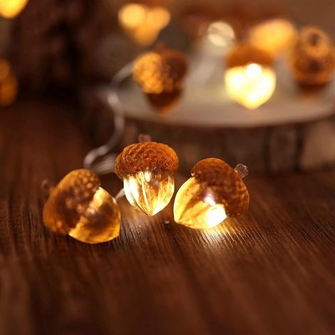 Guirlande lumineuse LED de 3 m (10 pi) en forme de glands pour Thanksgiving - Guirlande d'automne 3D originale, alimentée par USB/piles, idéale pour la chambre, les mariages, Noël, la décoration autom (1/5)