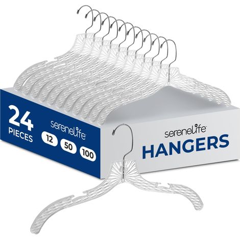 Lot de 24 cintres en Plastique Transparent Cintres légers et antidérapants avec épaules crantées et Crochet pivotant pour vêtements, Chemises, Costumes, Robes, Vestes, Design Ultra Fin (1/5)