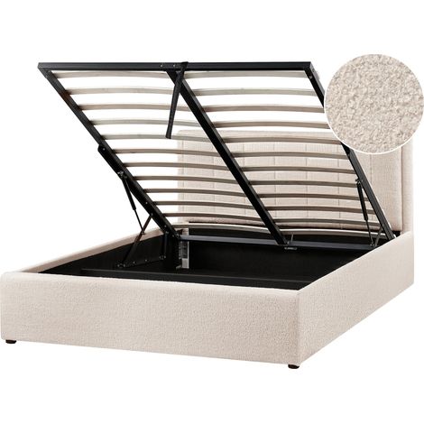 Ottoman Bed Boucle MONTLAUR 140 x 200 cm (EU Double) Beige