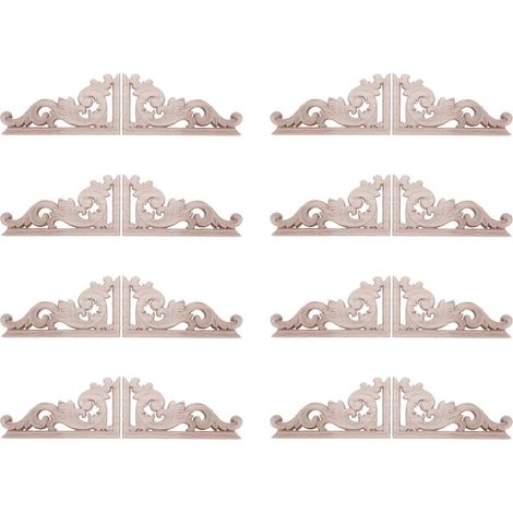 16 pièces gauche + droite (8 pièces de chaque) - Décoration murale vintage en bois sculpté, cadre non peint, applique (1/5)