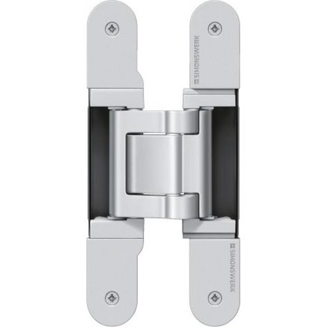 Paumelle Tectus 3D 541 FVZ – 100 kg – Finition laqué argent – Réglable en 3 dimensions – Boîte de 2 pièces – Simonswerk (1/5)