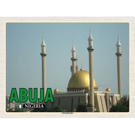 Panneau en bois 30x40 cm, motif de la mosquée nationale d'Abuja, Nigéria, motif de voyage et d'aventure