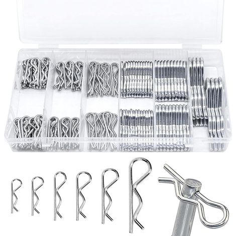 150 Pièces Goupilles Fendues R Clips, Goupilles de Retenue R Forme Goupilles à Ressort, Goupilles De Fixation Attache Outils À Main Accessoires, 6 Taille de 31 à 75 mm-OUYLAF (1/5)