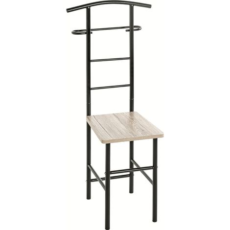 Valet de chambre Chaise Valet de chambre multifonctionnel Assise chêne, noir, MDF, métal - Dimensions : L 46 x H 109 x P 46 cm, Style : Moderne (1/5)