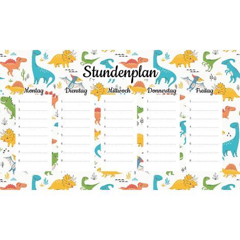 Plan de cours magnétique pour enfants : Dinosaures souriants 30 x 17,5 cm