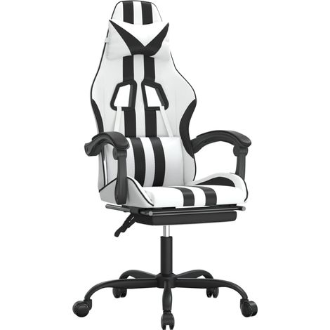 Maison Exclusive - Sedia da Gaming con Poggiapiedi Bianco e Nero in Similpelle