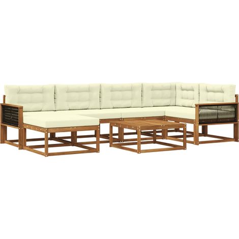 Outdoor Sofa Set with Cushion 7 pcs Natural and Cream vidaXL (1/5)