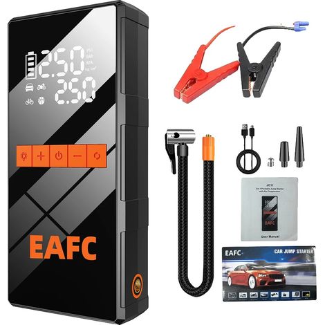 Démarreur de voiture, compresseur d'air 150PSI, booster de batterie d'urgence, Clip original noir (1/2)