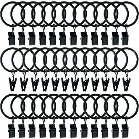 40 Pcs Rideau Crochets Anneaux de Douche Crochets décoratifs de Rideau de Douche Glissement Crochets (Black) (1/5)