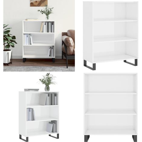Regalschrank Hochglanz-Weiß 69,5x32,5x90 cm Holzwerkstoff - Sideboard - Wohnwand - Regal - Etagere - Wohnzimmermöbel - Home & Living