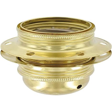 1 Douille E27 Acier Laitonné, Bague Abat-jour, Raccord Mâle Ø10, Max 150W, Éclairage Intérieur