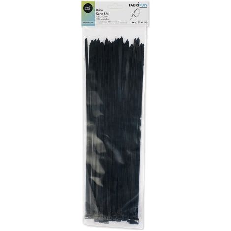 Sachet de 100 colliers de serrage noirs 4,8x370mm. 100% nylon 66 solide et durable.
