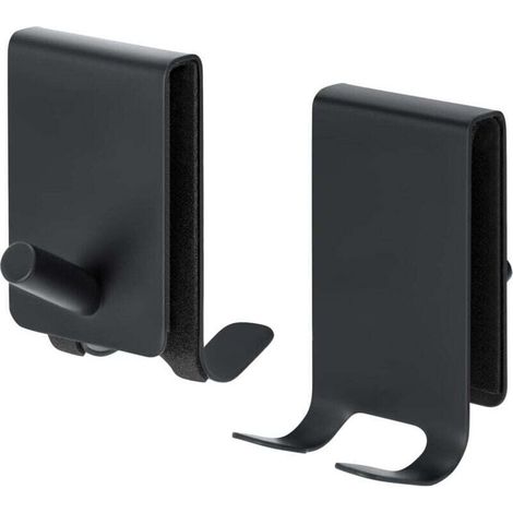 Ganci portasciugamani da doccia senza foratura, in acciaio inossidabile, per porta del bagno, adatti a vetri di spessore compreso tra 4 e 10 mm, confezione da 2 pezzi, neri.