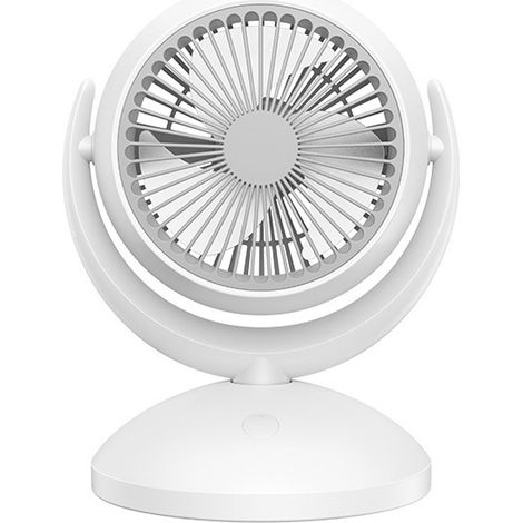 Ventilateur de table à 4 vitesses, base stable, ultra silencieux, rechargeable, petit ventilateur de bureau pour la maison, le bureau ou l'école, à brancher (sans oscillation). (1/2)