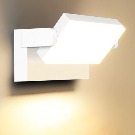 60W LED Appliques Murales Exterieur Blanc 5000Lm,Applique Intérieur Étanche IP65 3000K,Projecteur Exterieur LED avec Panneau Pivotant à 360° pour Terrasse Entrée Jardin Garage [Classe énergétique E]